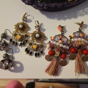 Boho Statement Tassel Gem Earrings